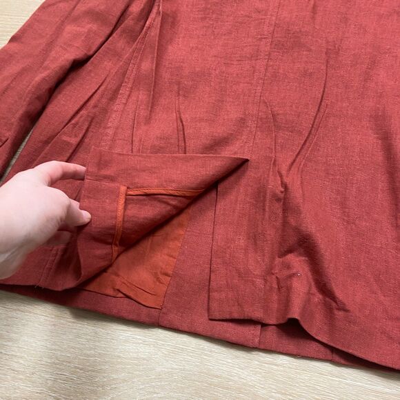 Urban‎ Outfitters Linen Unstructured Blazer Women's M Color Brick Red - Picture 3 of 8